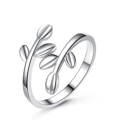 Silver Olive Leaf Bypass Ring